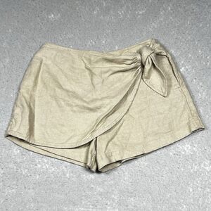 Anthropologie Skort Womens Size 0 Beige Rumpled Linen Blend Skort Neutral